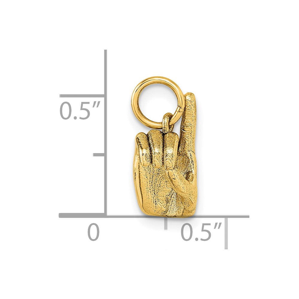 14K American Sign Language Alphabet Fingerspelling Sign D Pendant