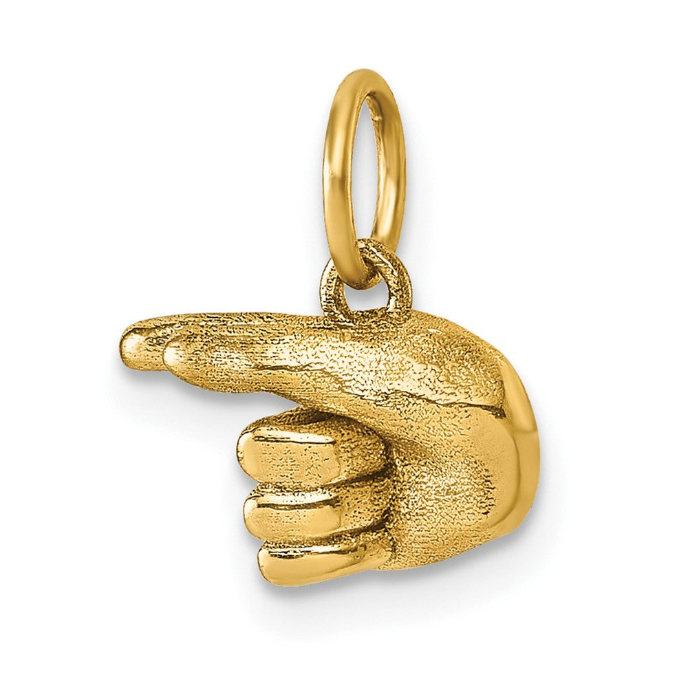 14K American Sign Language Alphabet Fingerspelling Sign G Pendant