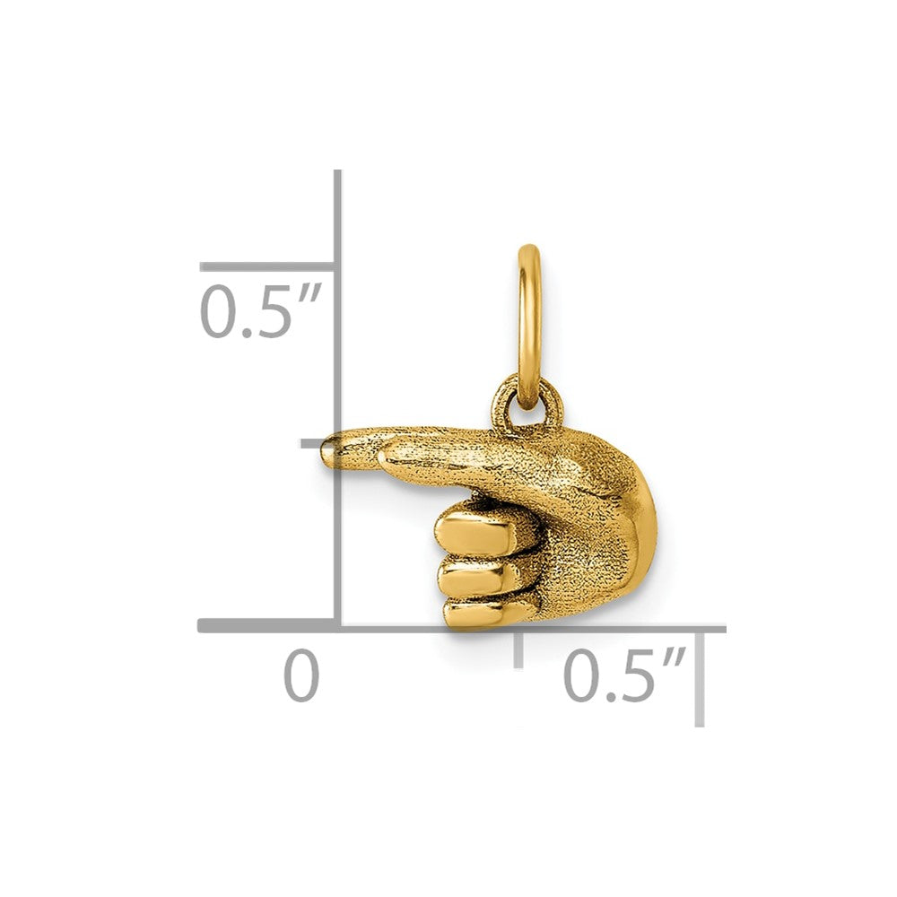 14K American Sign Language Alphabet Fingerspelling Sign G Pendant