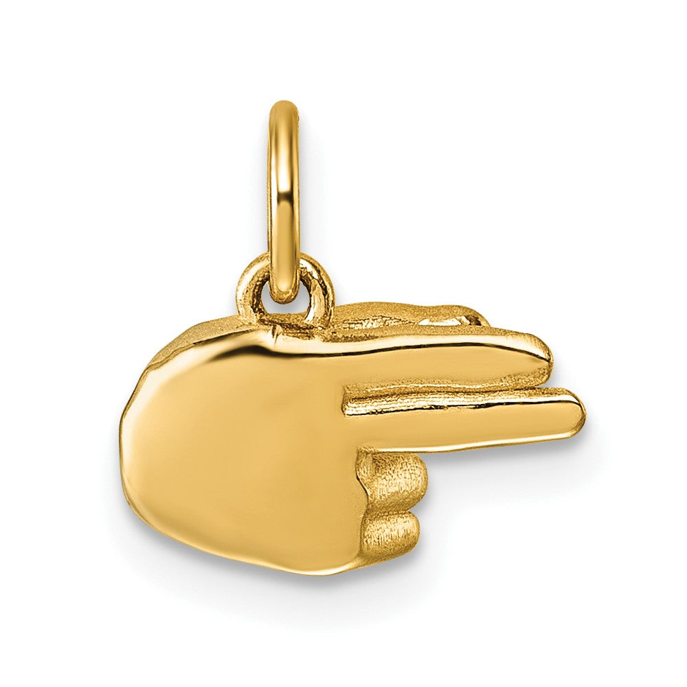 14K American Sign Language Alphabet Fingerspelling Sign H Pendant
