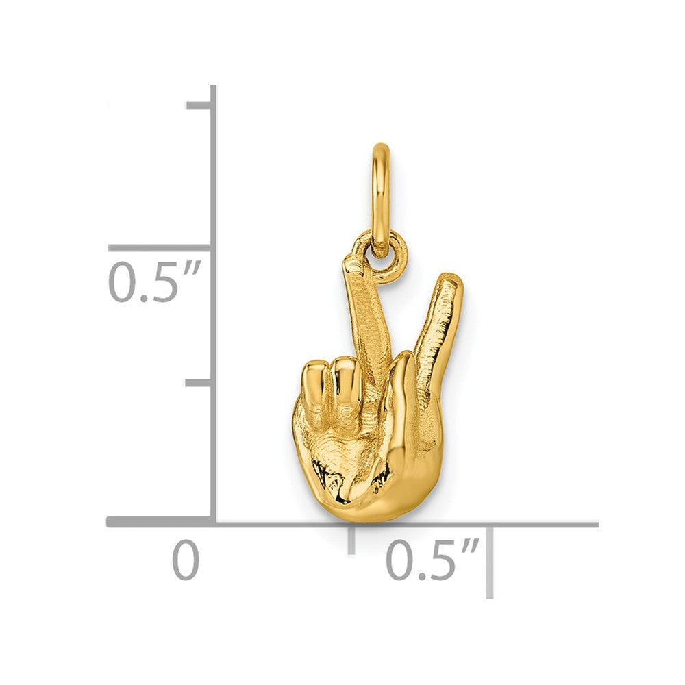14K American Sign Language Alphabet Fingerspelling Sign K Pendant