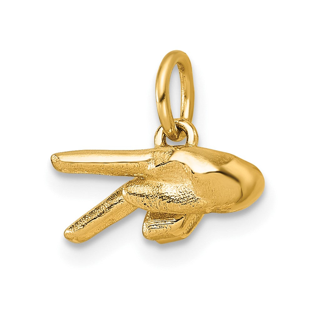 14K American Sign Language Alphabet Fingerspelling Sign P Pendant