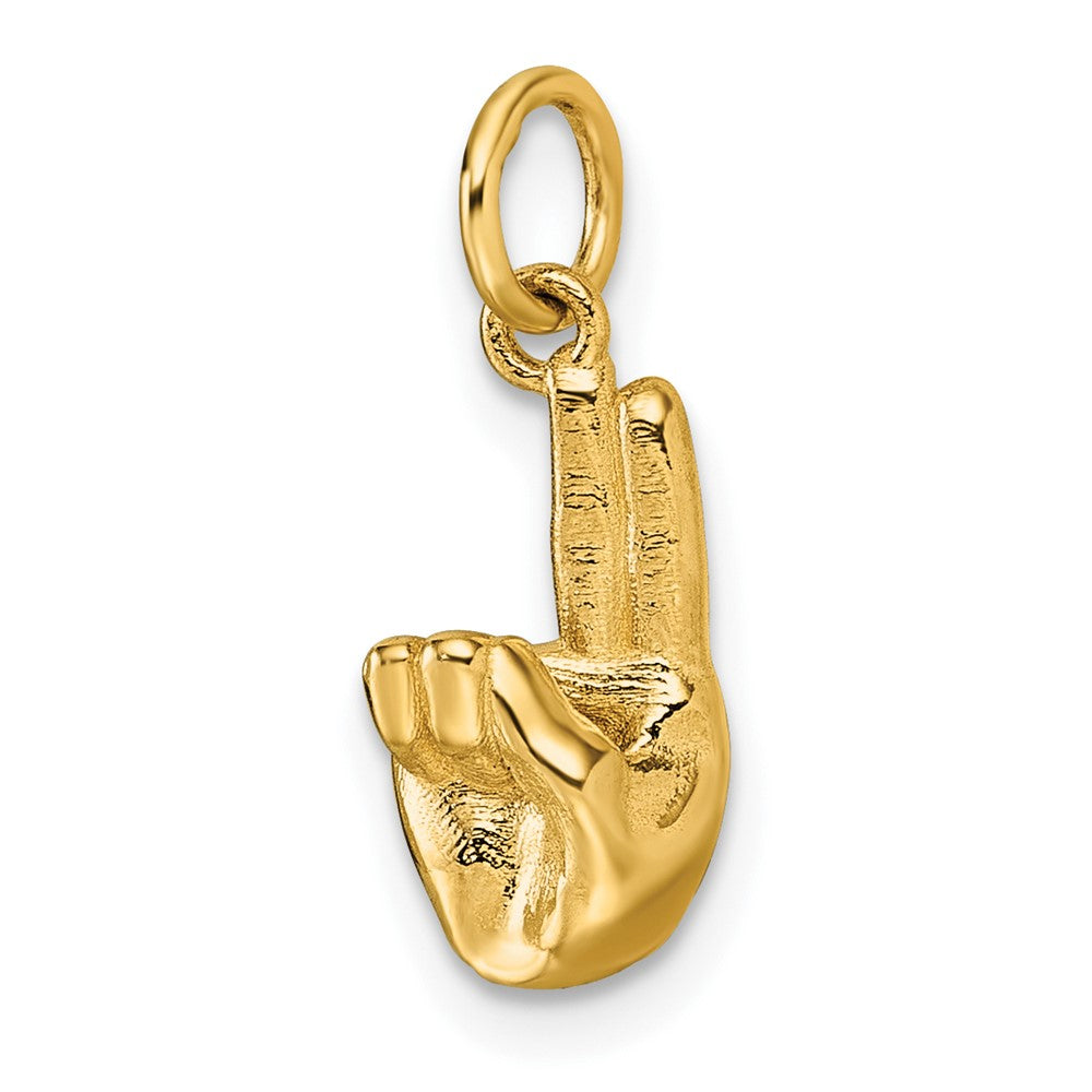 14K American Sign Language Alphabet Fingerspelling Sign U Pendant