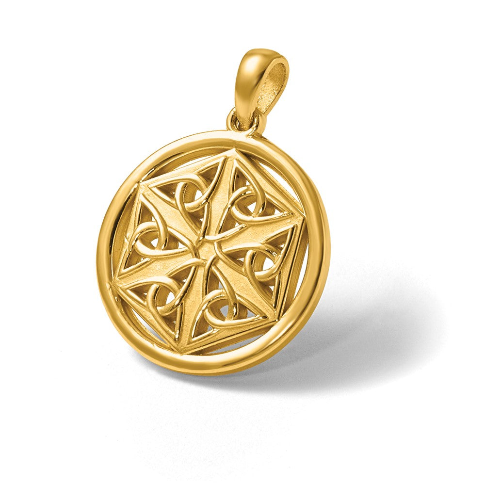 14K Polished Celtic Knot Hexagon Pendant