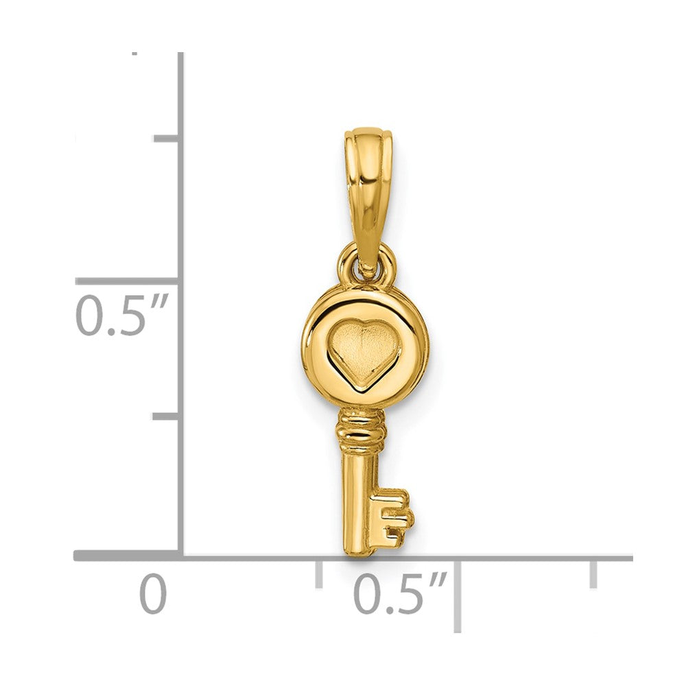 14k Polished Heart Key Pendant