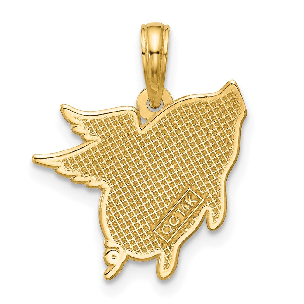 14K Polished Flying Pig Pendant