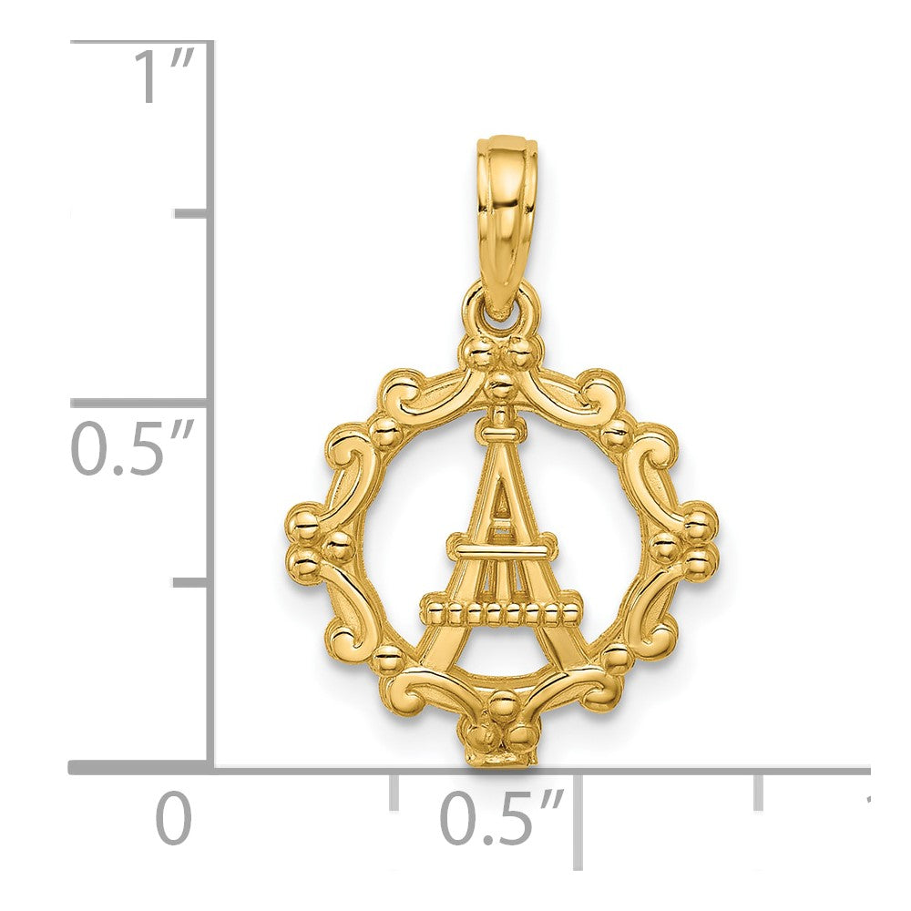 14K Polished Eiffel Tower Pendant