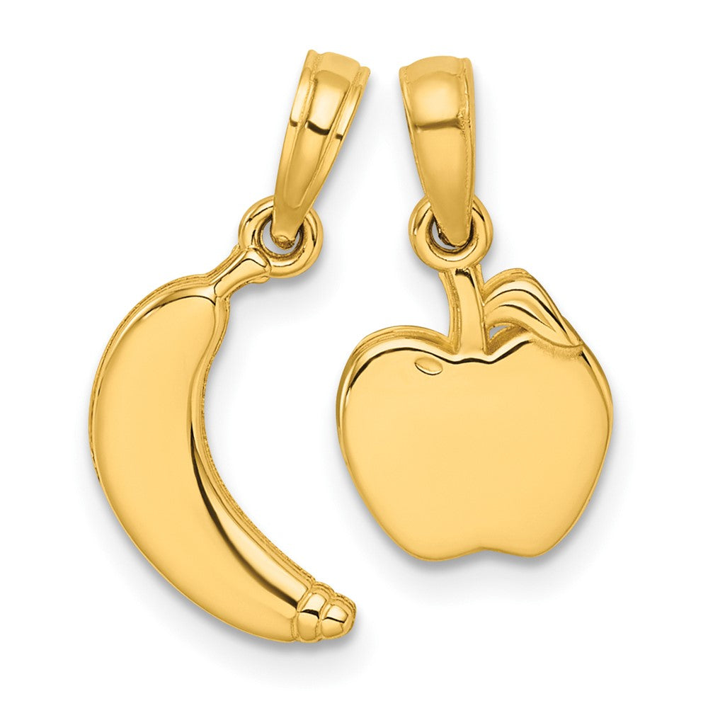 14K Polished Banana and Apple Pendant