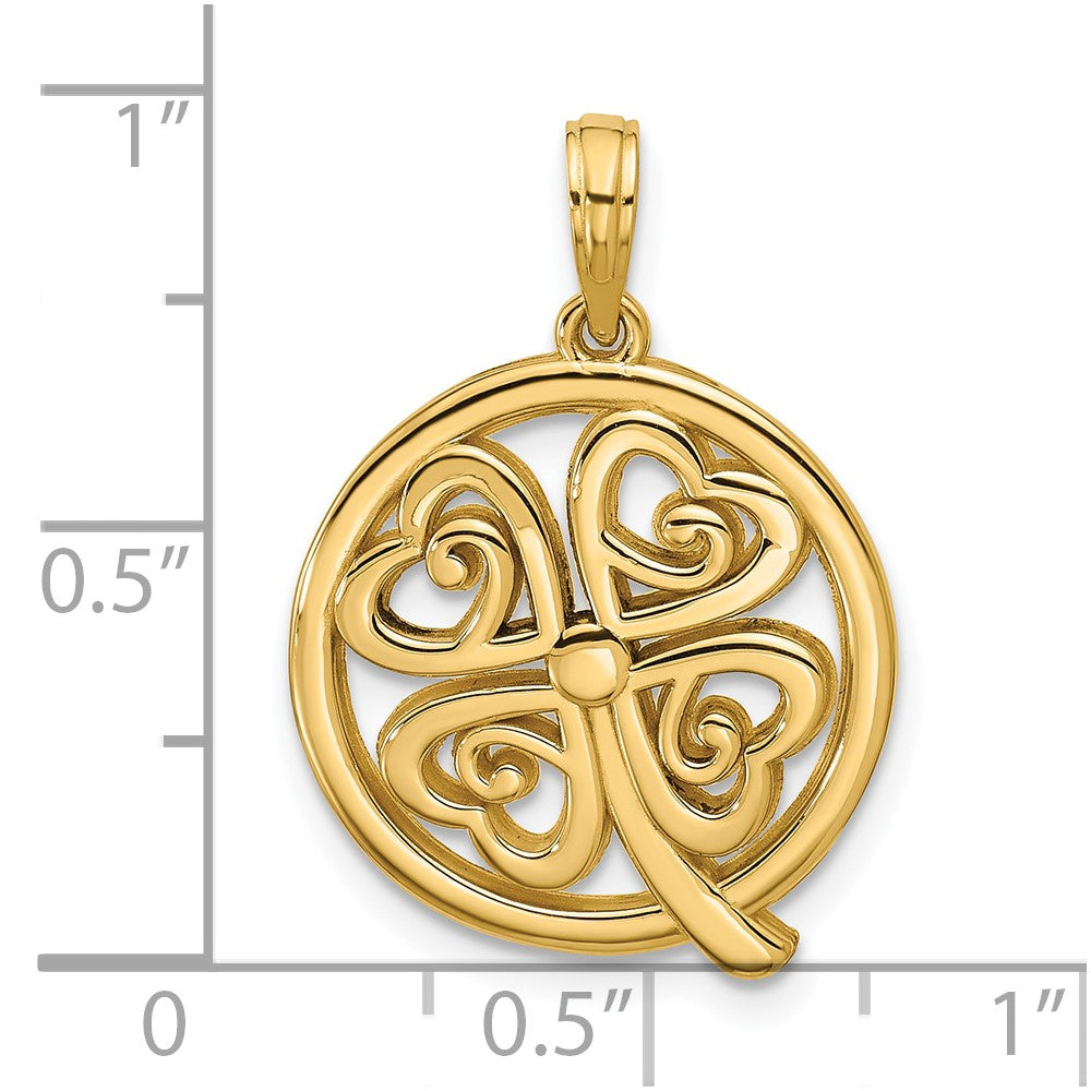 14K Polished Four Leaf Clover Pendant