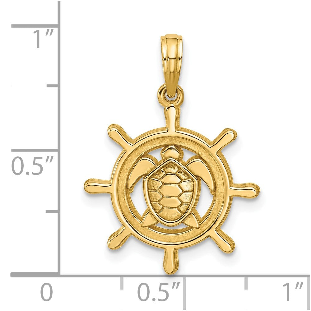 14K Polished Turtle Helm Pendant