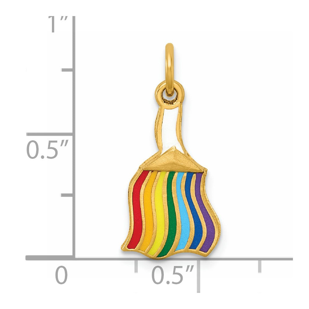 14K Polished Enameled Rainbow Brush Pendant