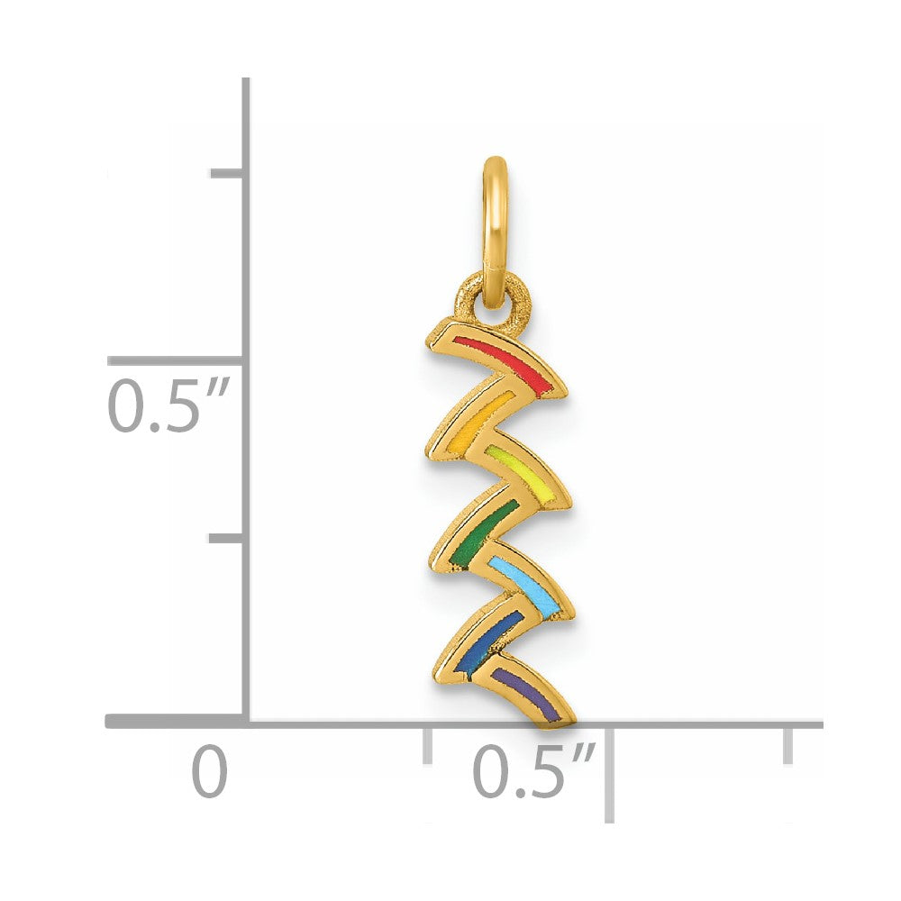 14K Polished Enameled Rainbow Falls Pendant