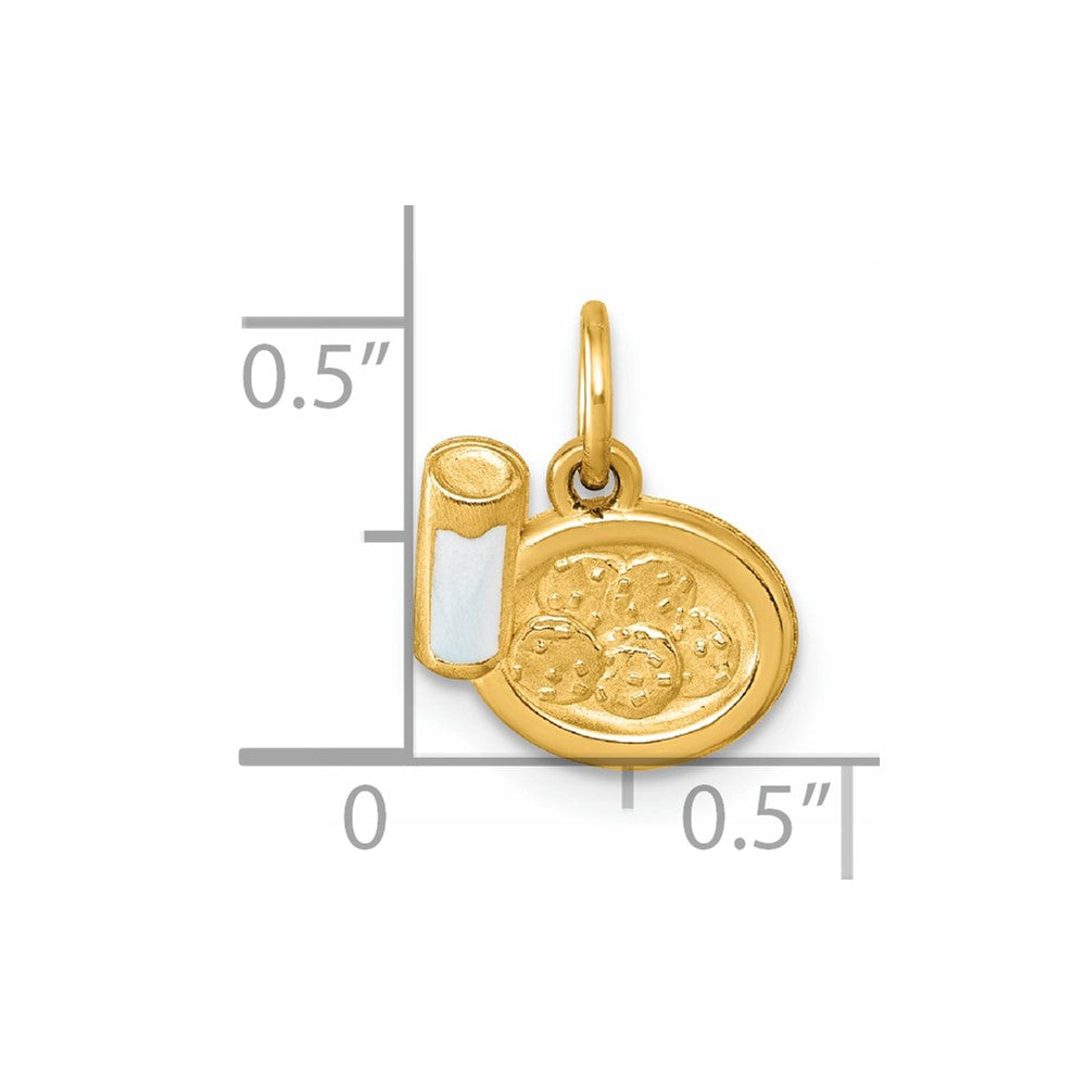 14K Polished Enameled Milk and Cookies Pendant