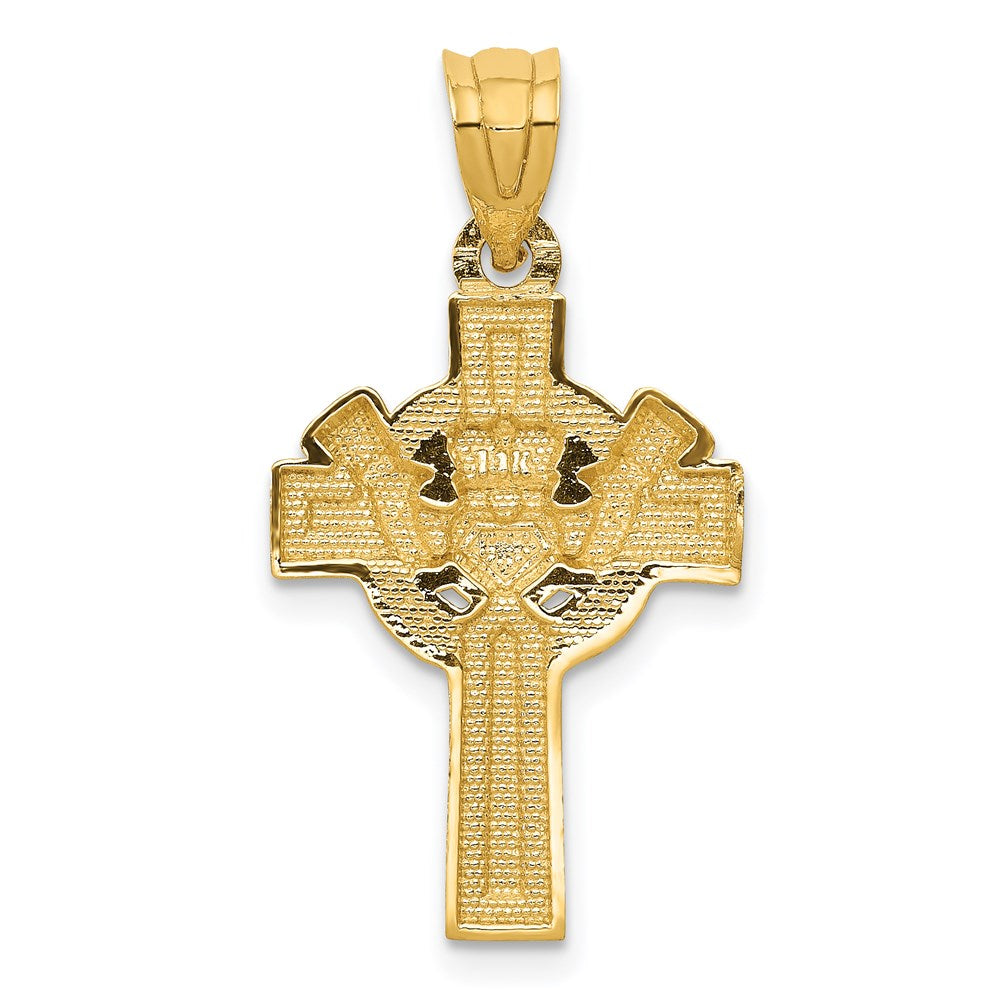 14ky and Rhodium Accent Claddagh Cross Pendant
