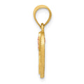 14k Two-Tone Heart Letter H Initial Pendant