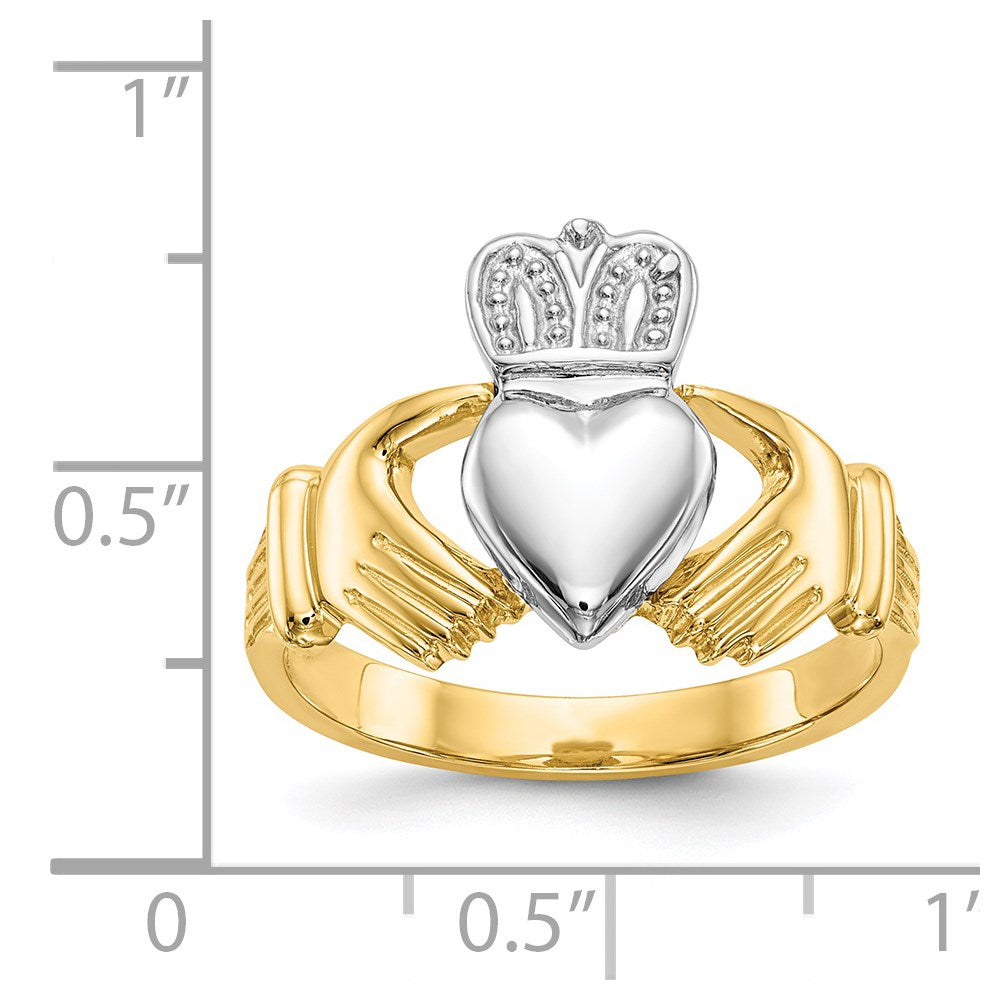 14k Mens Two-tone Claddagh Ring