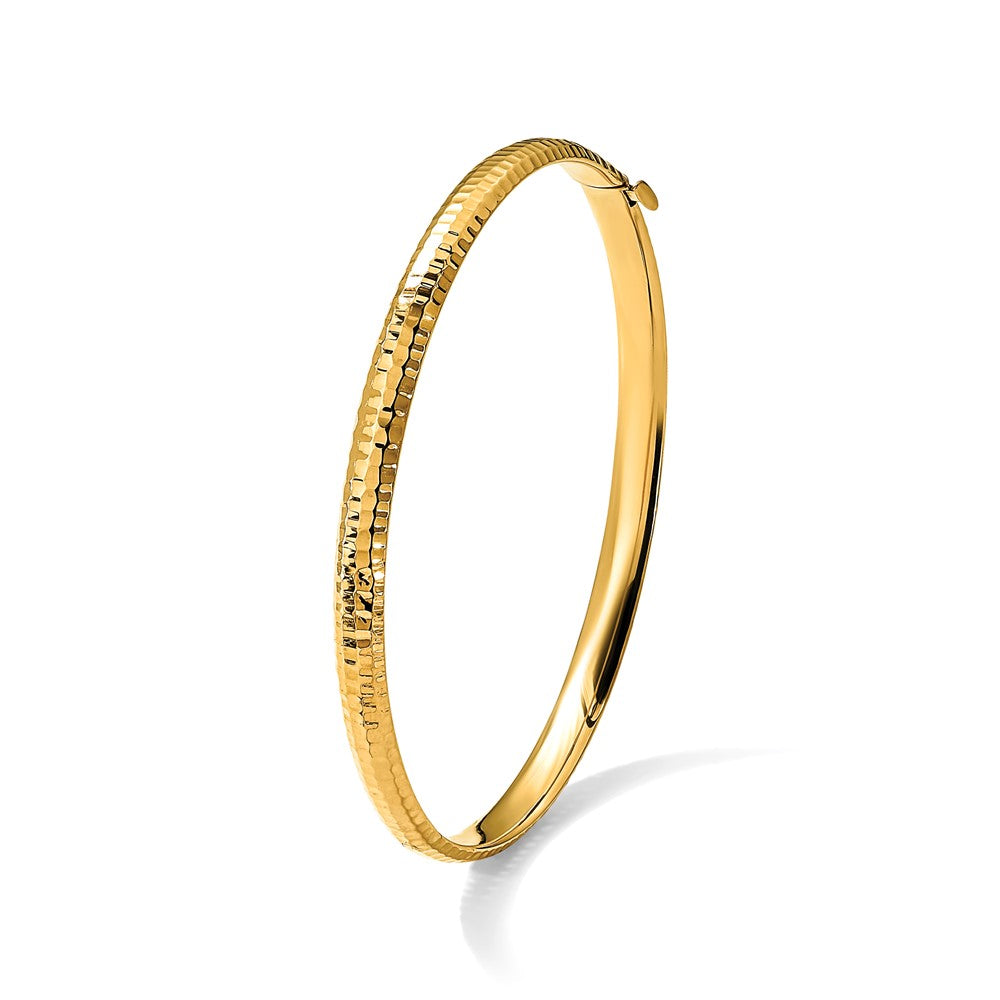 14k 3/16 Fancy Hammered Hinged Bangle Bracelet