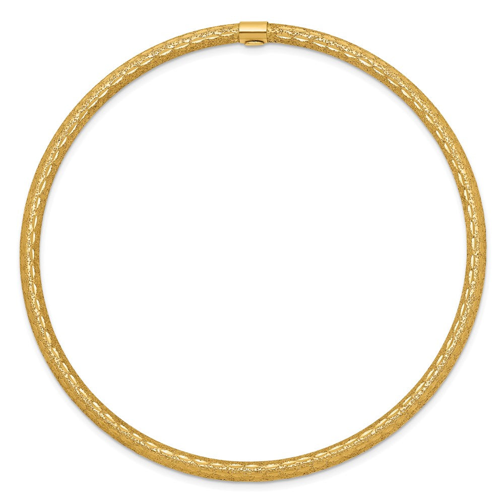 14k 3mm Satin Finish Diamond-cut Tube Slip-on Bangle