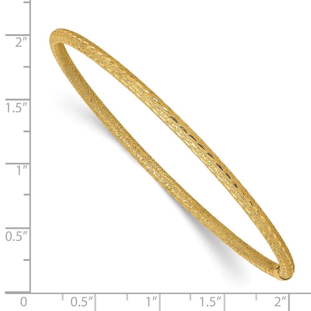 14k 3mm Satin Finish Diamond-cut Tube Slip-on Bangle