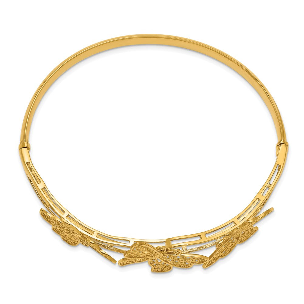 14K Filigree Butterfly Hinged Bangle Bracelet