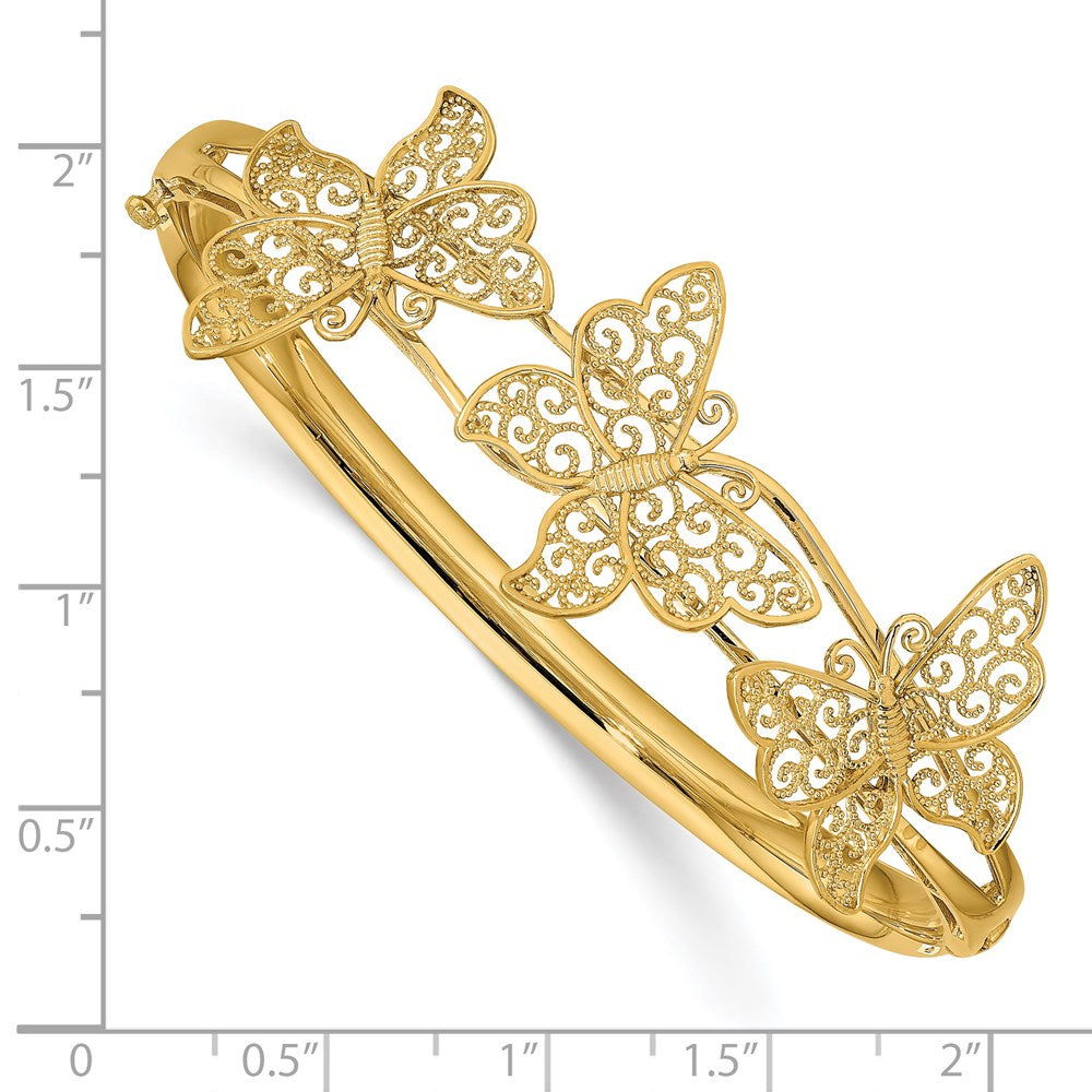 14K Filigree Butterfly Hinged Bangle Bracelet