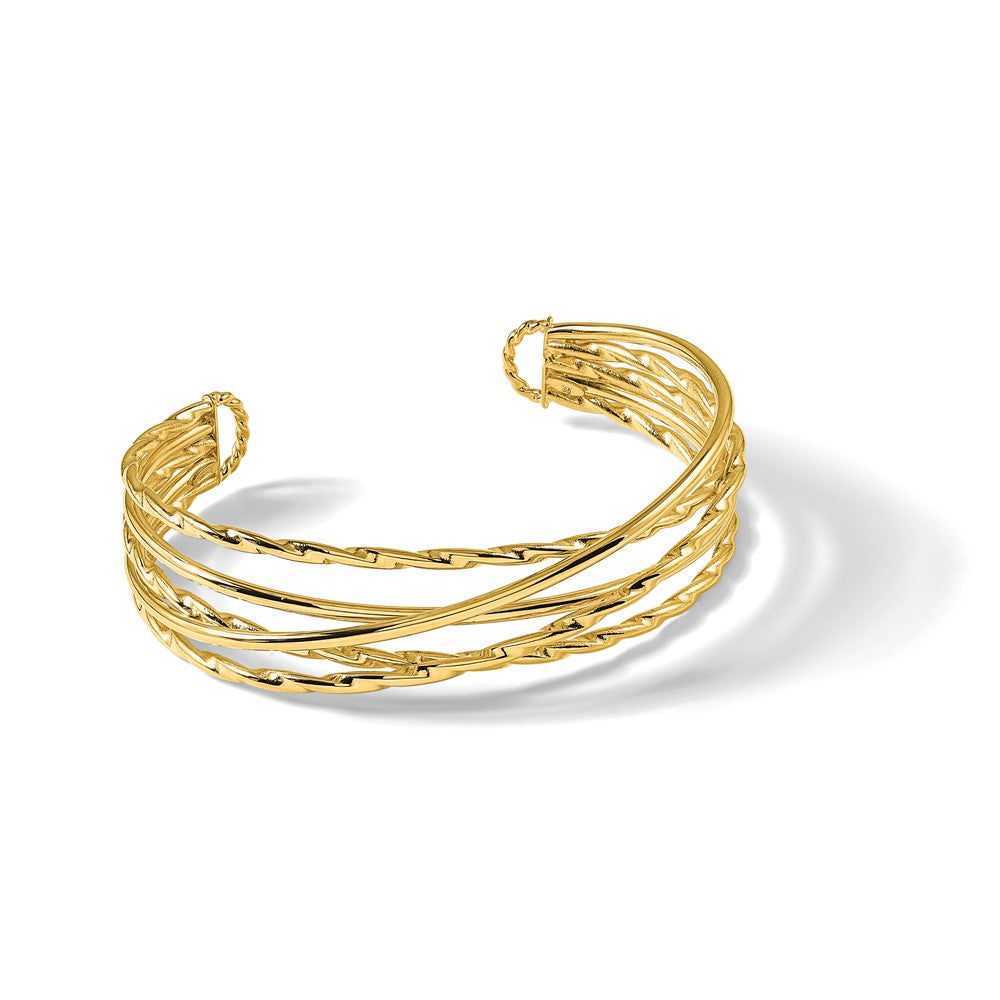14k Polished Multi Tube Cuff Bangle