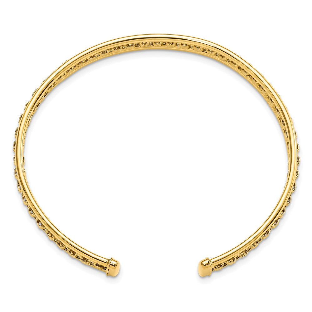 14K Polished & Textured Cuff Bangle
