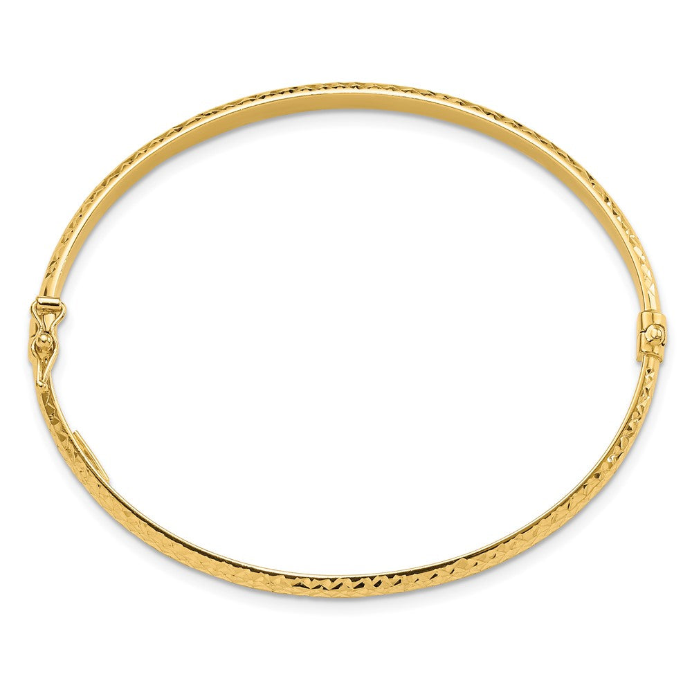14K Diamond Cut 4mm Hinged Bangle