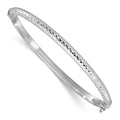 14K White Gold Diamond Cut 4mm Hinged Bangle