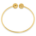 14K Polished and Diamond Cut Ball Flexible Cuff Bangle Bracelet