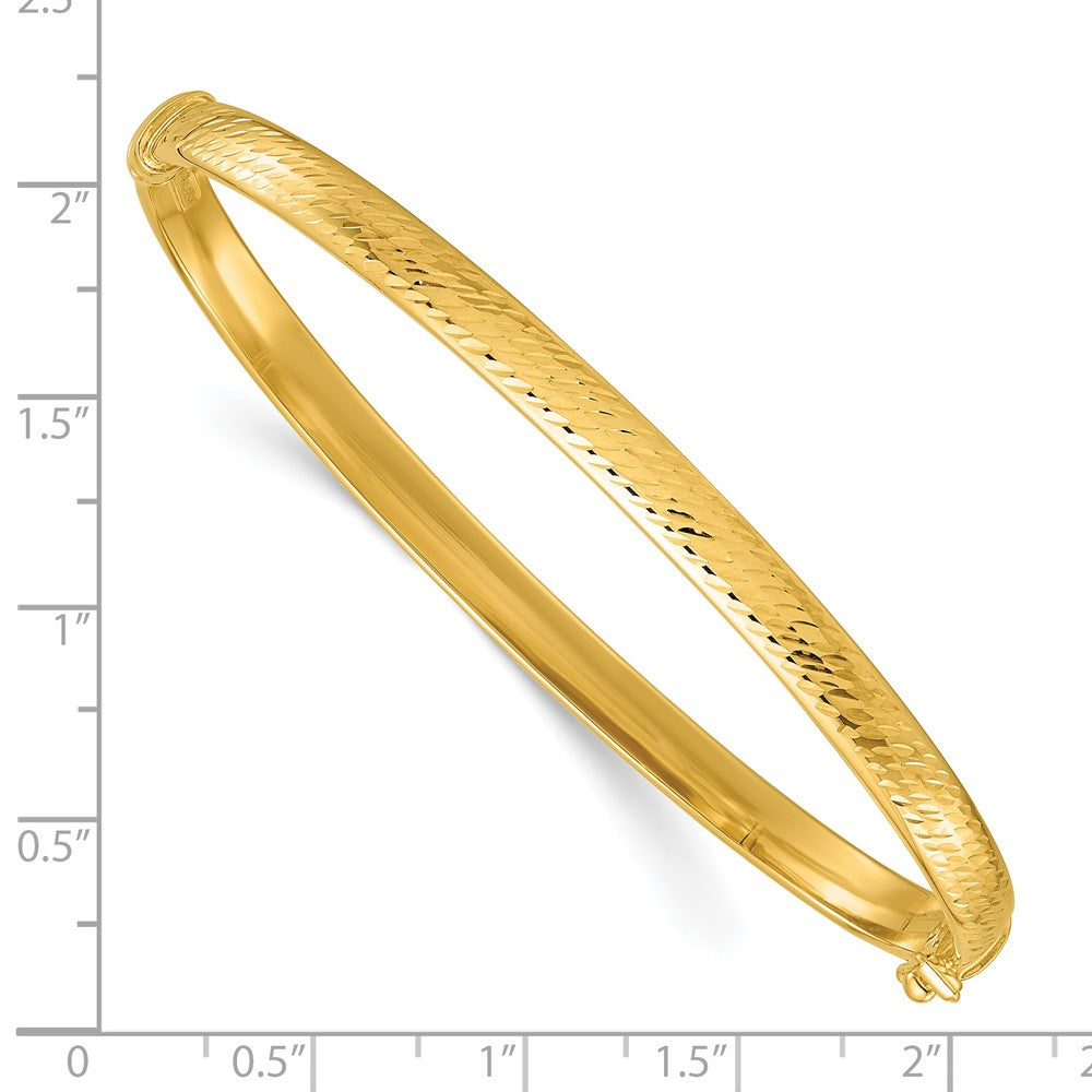 14k Polished and Diamond-cut Hinged Bangle