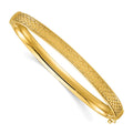 14k Polished Brushed and Textured Hinged Bangle