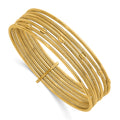 14K Polished and Textured 7 Row Slip On Bangle