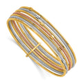 14K w/White &Rose RH Polish and Textured 7 Row Slip On Bangle