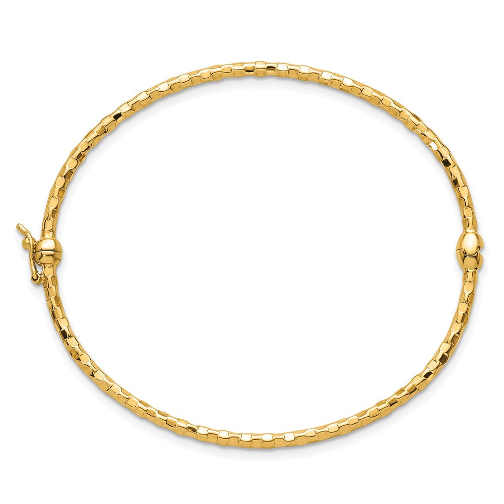 14k Polished Textured Hinged Bangle Bracelet