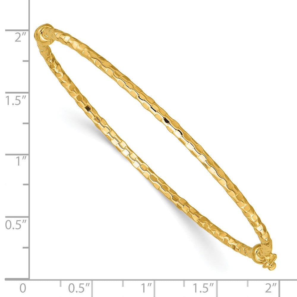 14k Polished Textured Hinged Bangle Bracelet