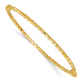 14k Polished Textured Hinged Bangle Bracelet