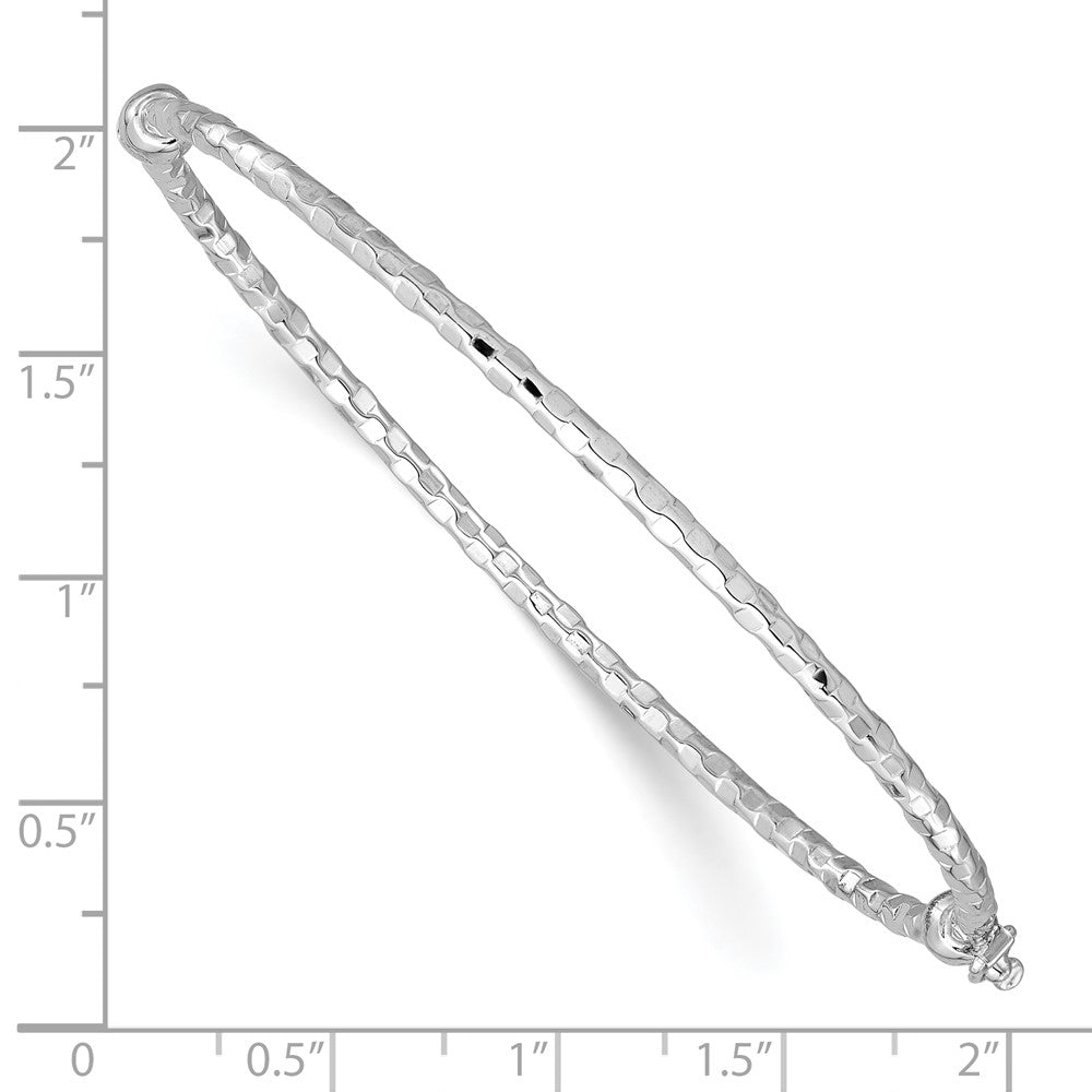 14k White Gold Textured Hinged Bangle Bracelet