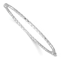14k White Gold Textured Hinged Bangle Bracelet