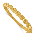 14k Polished Twisted Textured Hinged Bangle Bracelet