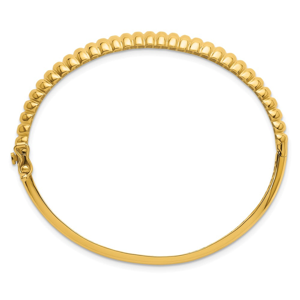 14K Polished and Textured Graduated Hinged Bangle