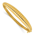 14K Polished and Textured Graduated Hinged Bangle
