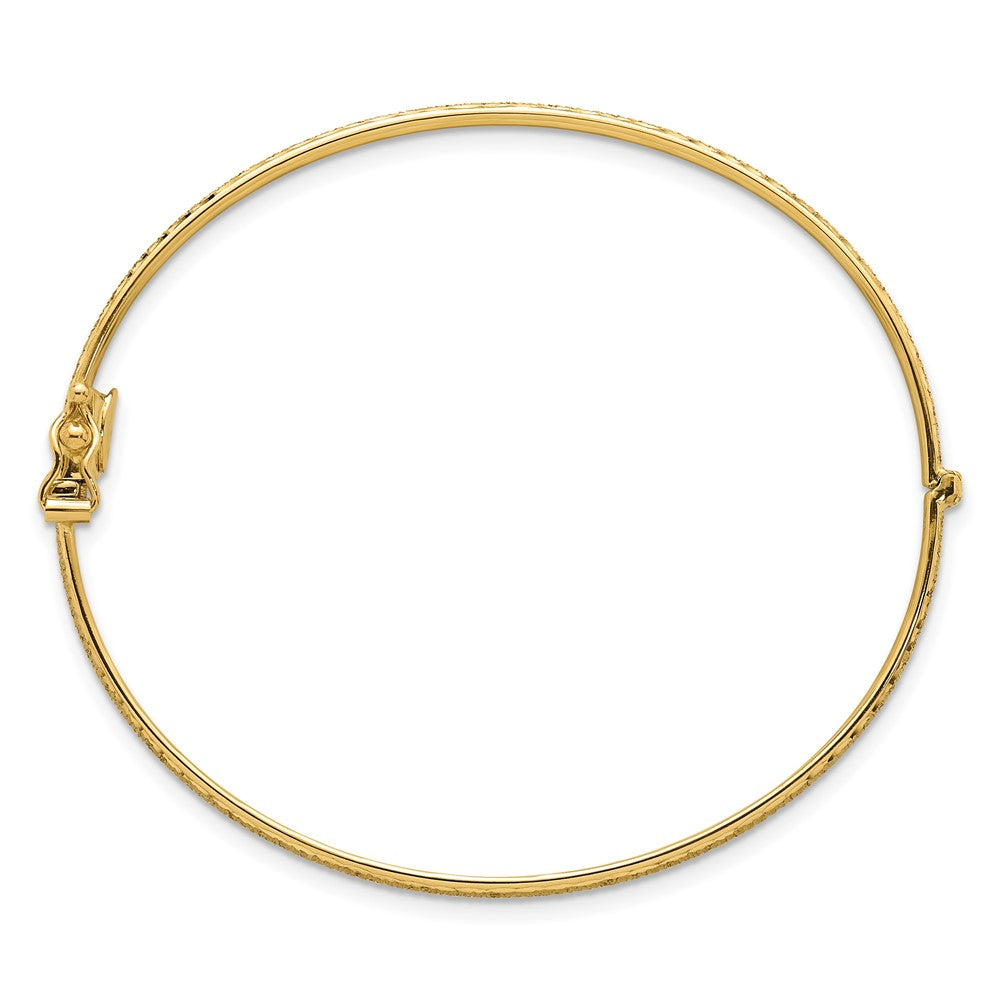 14k Polished Diamond-cut Textured Hinged 5.25mm Bangle Bracelet