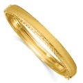 14k Polished Diamond-cut Textured Hinged 8.25mm Bangle Bracelet