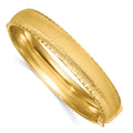 14k Polished Diamond-cut Textured Hinged 11.75mm Bangle Bracelet