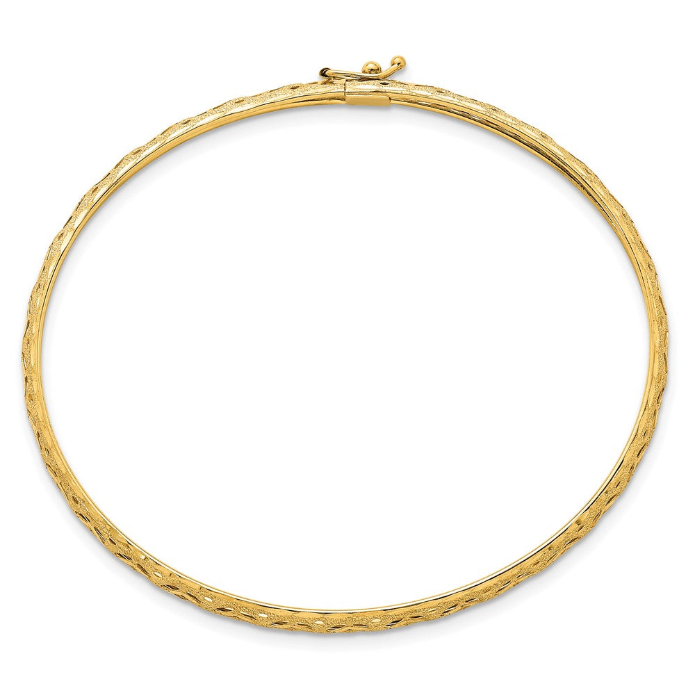 14k Polished Laser and Diamond-cut 6.15mm Fancy Design Bangle