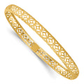 14k Polished Laser and Diamond-cut 6.15mm Fancy Design Bangle