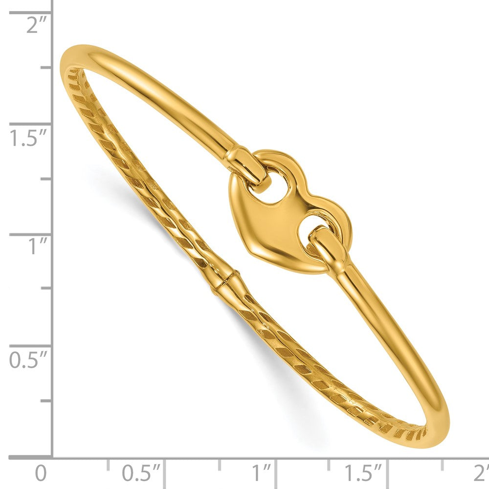 14k Polished Heart Hinged Bangle Bracelet