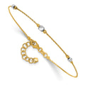 14K Two-Tone Polished Diamond-cut Beaded w/ ext. Bracelet