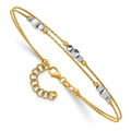14K Two-Tone Polished Diamond-cut Double 7in w/1in ext. Bracelet